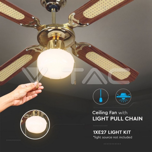 Ventilador de techo 50W 1 x E27 LED 4 cuchillas AC Motor - 5