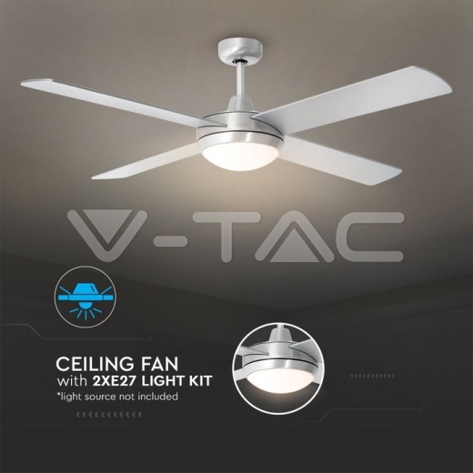 Ventilador de techo 2 x E27 LED 4 cuchillas, mando a distancia - 2