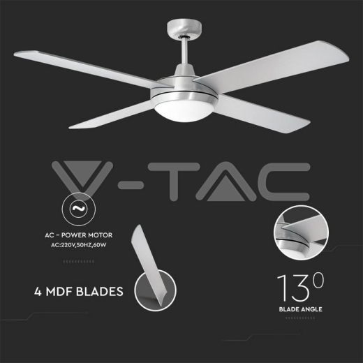 Ventilador de techo 2 x E27 LED 4 cuchillas, mando a distancia - 3