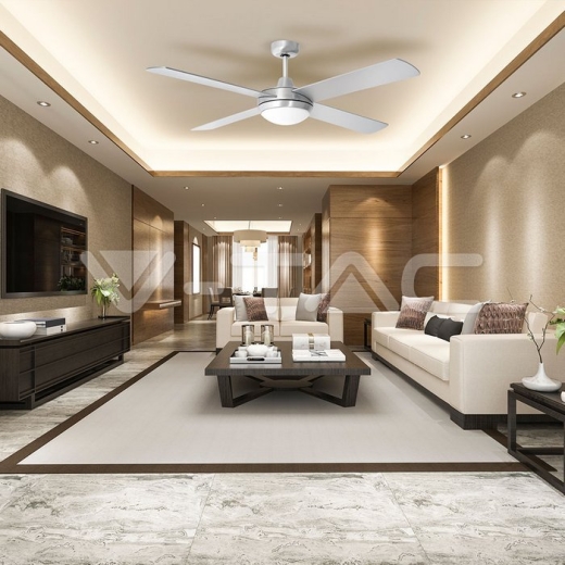 Ventilador de techo 2 x E27 LED 4 cuchillas, mando a distancia - 7