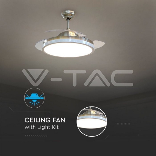 Ventilador de techo LED 30W 3 en 1 control remoto por RF 3 cuchillas color Blanco 35W DC Motor - 5