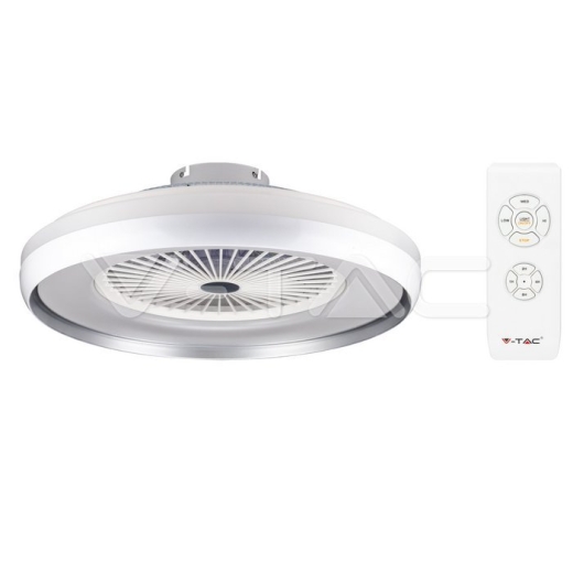 45W LED Box Fan Ceiling Light RF Control 3 in 1 Motor Grey Ring - 1