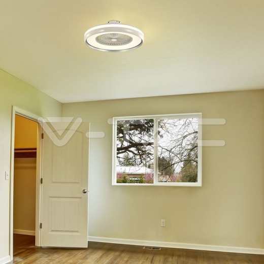 45W LED Box Fan Ceiling Light RF Control 3 in 1 Motor Grey Ring - 7
