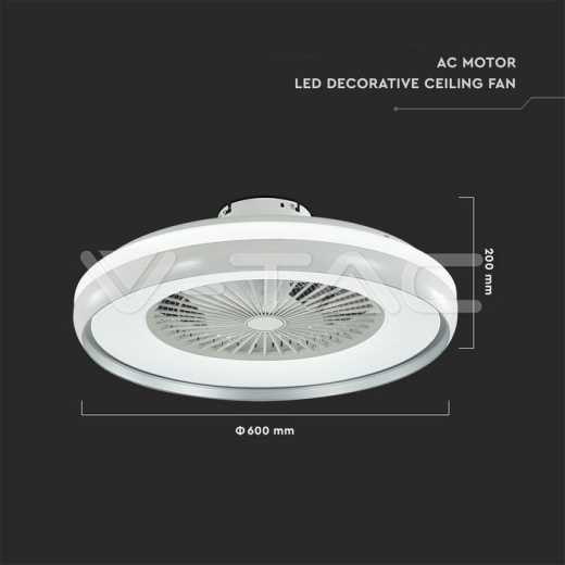 45W LED Box Fan Ceiling Light RF Control 3 in 1 Motor Grey Ring - 8