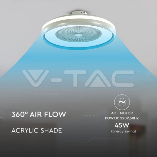 Ventilador de caja LED de 45 W con luz de techo Control RF 3 en 1 Motor Anillo azul - 2