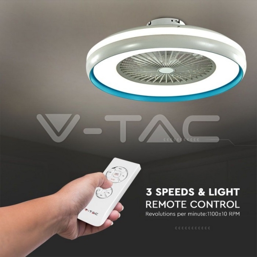 Ventilador de caja LED de 45 W con luz de techo Control RF 3 en 1 Motor Anillo azul - 4
