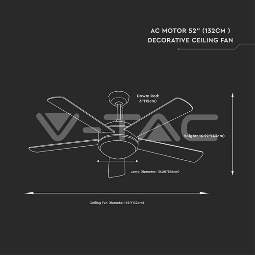 Ventilador de techo 15W LED 5 cuchillas reversibles, mando a distancia - 10