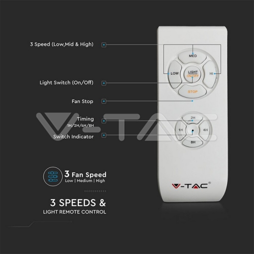 Ventilador de techo 15W LED 5 cuchillas reversibles, mando a distancia - 6