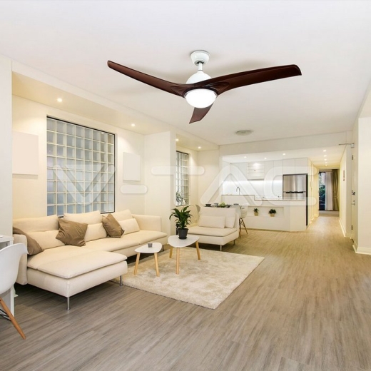 Ventilador de techo LED 15W 3 en 1 control remoto por RF 3 cuchillas color marron 35W DC Motor - 7