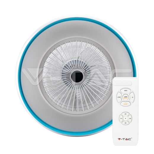 45W LED Box Fan Ceiling Light RF Control 3 in 1 Motor Blue Ring - 5
