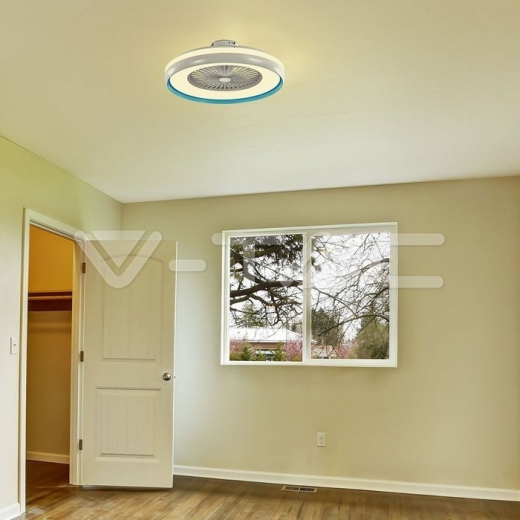 45W LED Box Fan Ceiling Light RF Control 3 in 1 Motor Blue Ring - 7