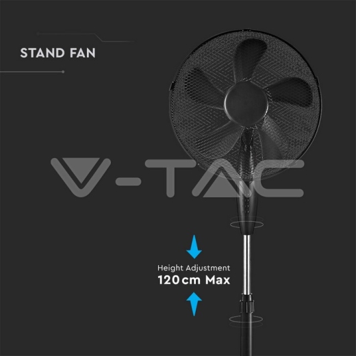 Ventilador de suelo 55W base redonda 5 cuchillas 3 velocidades negro - 3