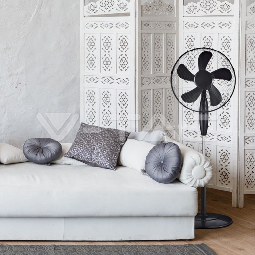 Ventilador de suelo 55W base redonda 5 cuchillas 3 velocidades negro - 5