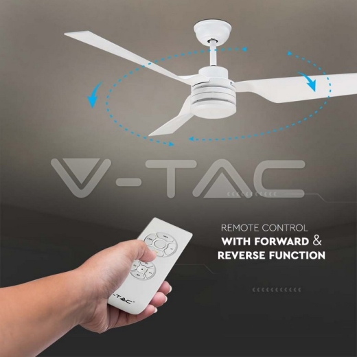65W LED Ceiling Fan RF Control 3 White Blades AC Motor - 3