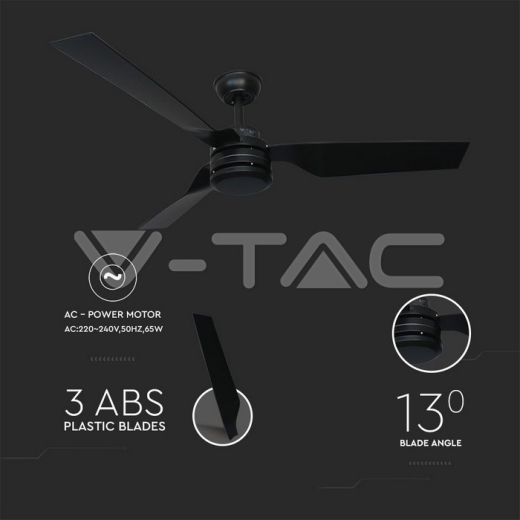 Ventilador de techo 65W LED cuerpo plateado 3 aspas negras control remoto por RF - 2