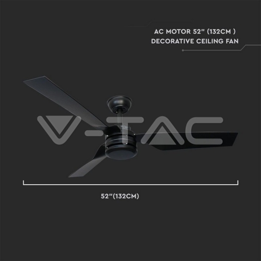 Ventilador de techo 65W LED cuerpo plateado 3 aspas negras control remoto por RF - 5