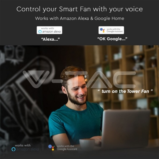 Ventilador de LED 55W Display de temperatura compatible con Amazon & Google Home - 7