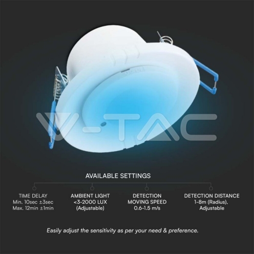 Sensor de Movimiento Microondas 300W 360'D Cuerpo Blanco - 3