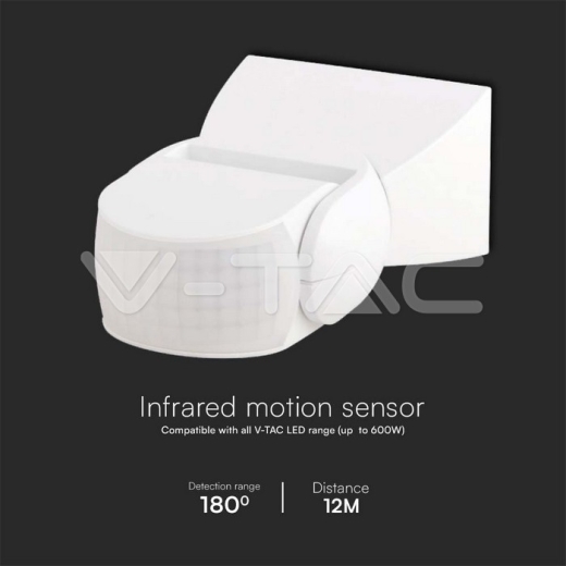 300W Infrared Motion Sensor 180'D White Body IP65 - 2