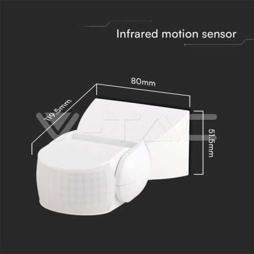 300W Infrared Motion Sensor 180'D White Body IP65 - 4