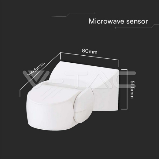 Sensor de Movimiento Microondas 300W 180'D Cuerpo Blanco IP65 - 4