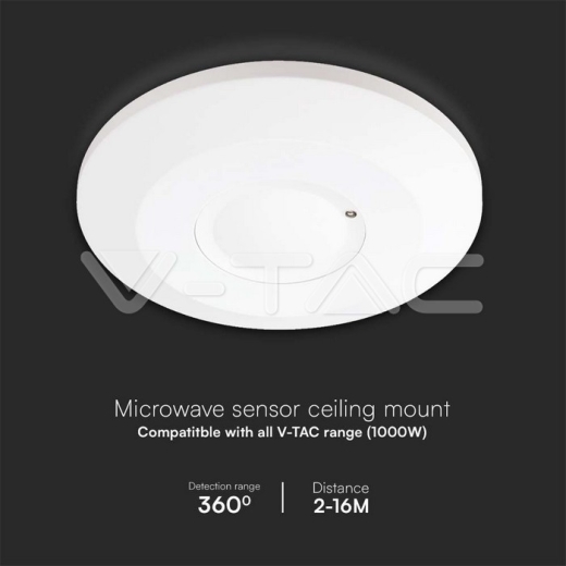 Sensor de movimiento de microondas de 1000 W 360'D Cuerpo blanco - 2