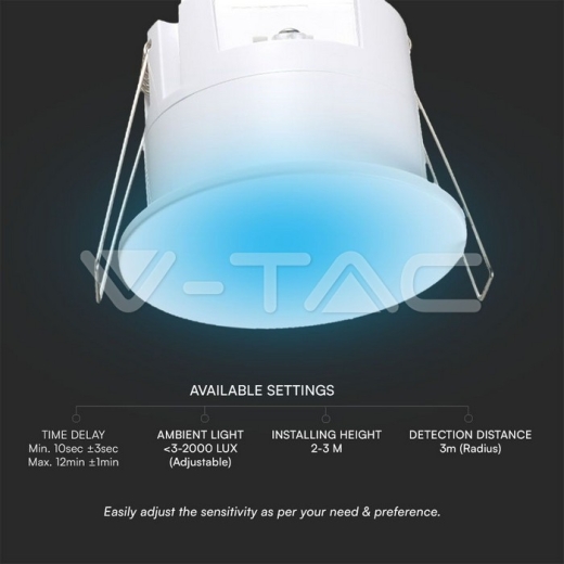 Sensor COB Presencia Real 3m Radio Cuerpo Blanco - 2