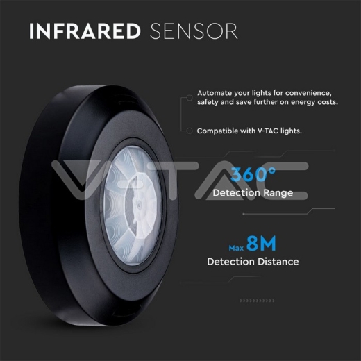 Sensor de movimiento para techo cuerpo Negro - 5