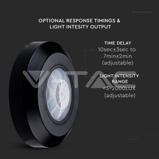 Sensor de movimiento para techo cuerpo Negro - 7