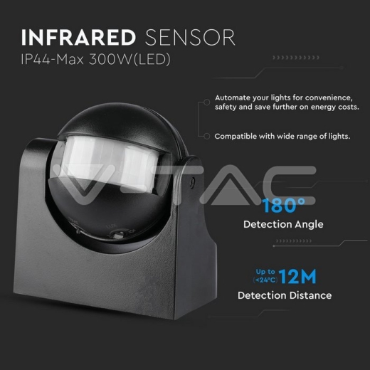 Sensor de movimiento Infrarrojo Cuerpo Negro - 4