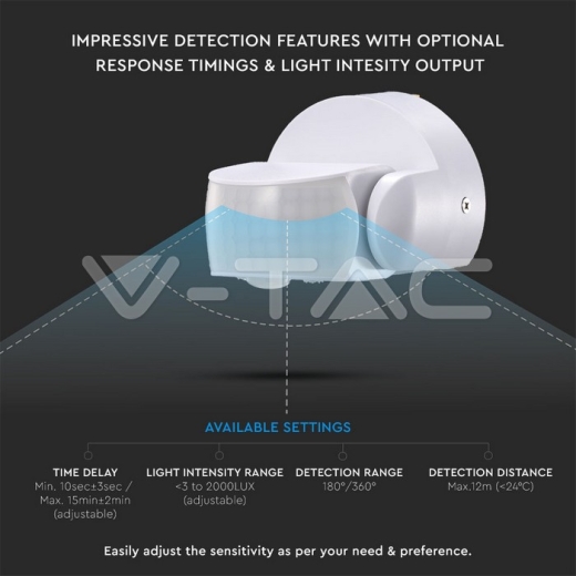 Sensor de movimiento infrarrojo blanco - 4