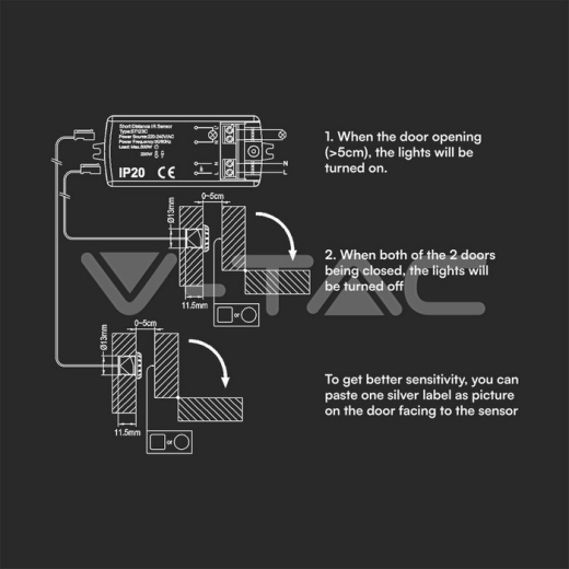 Sensor IR Hasta 200W 220-240V/AC Cuerpo blanco - 6