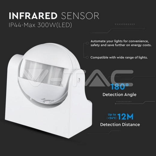 Sensor de movimiento infrarrojo blanco 180° - 6