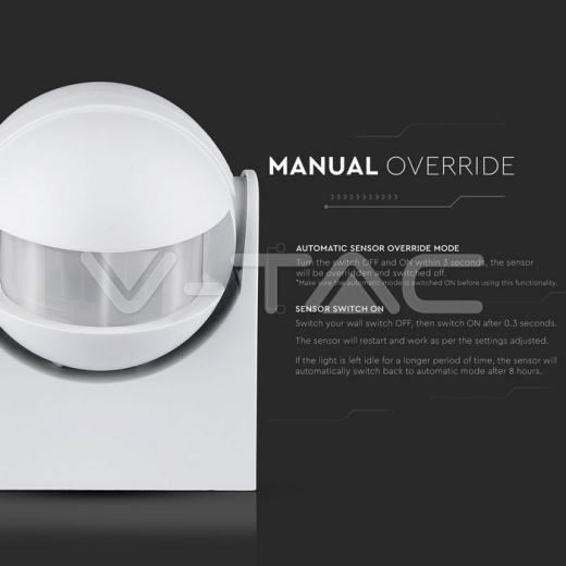 Sensor de movimiento infrarrojo blanco 180° - 9