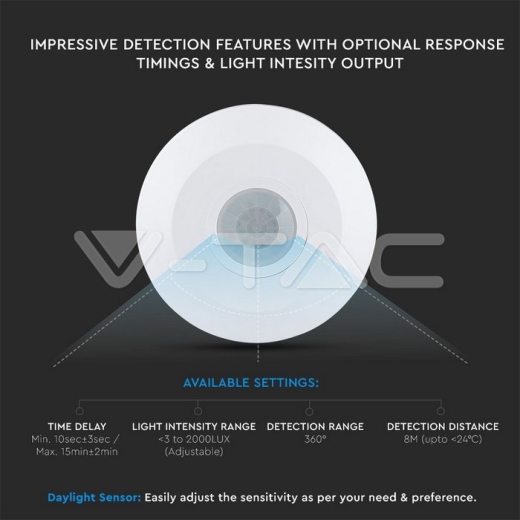 Sensor de movimiento de techo Blanco mate - 7