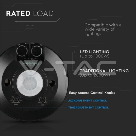 PIR Ceiling Sensor Flat Black - 6