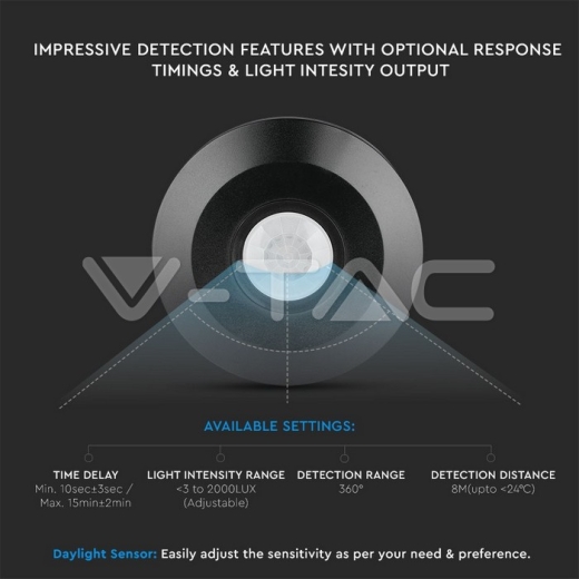 PIR Ceiling Sensor Flat Black - 7