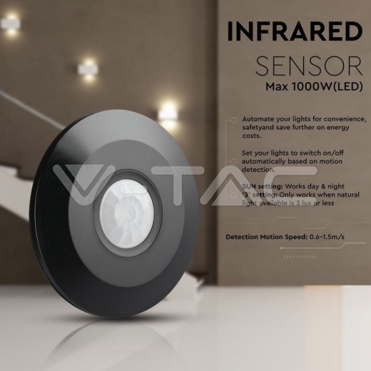 PIR Ceiling Sensor Flat Black - 9