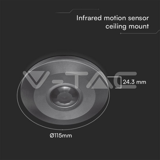 Sensor PIR de Techo Plano Completo Negro - 4