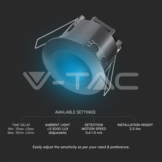 Sensor de techo PIR negro completo - 2