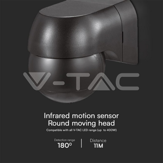 Sensor de pared PIR con cabezal móvil negro completo - 3