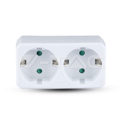 2 Ways Adapter Earthing Contact 10/16A 250V White - 1