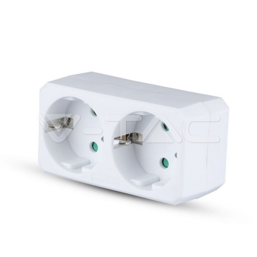 2 Ways Adapter Earthing Contact 10/16A 250V White - 2