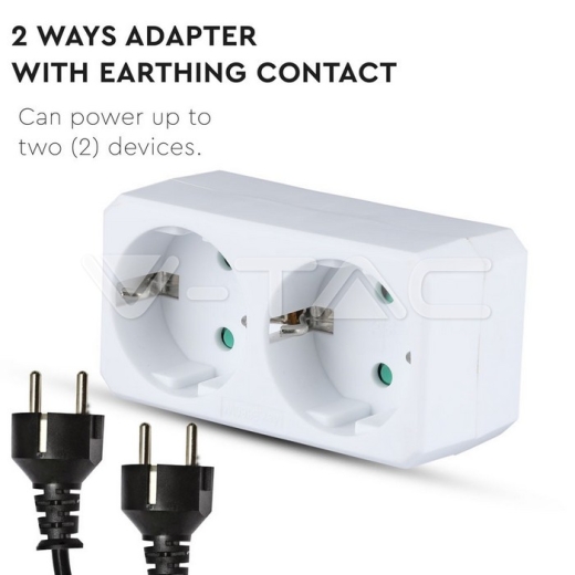 2 Ways Adapter Earthing Contact 10/16A 250V White - 4