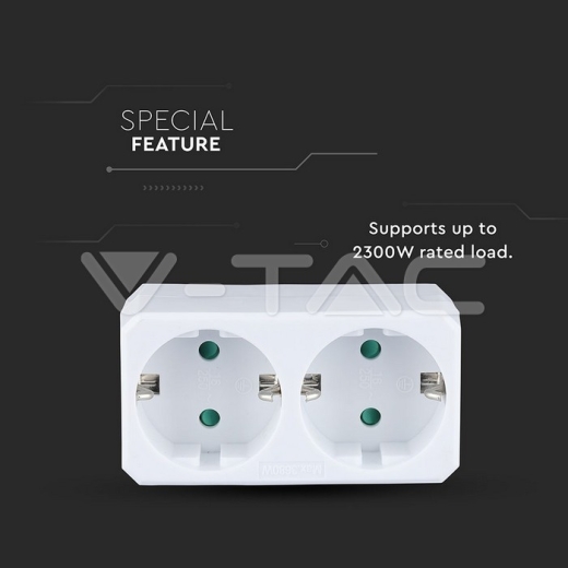 2 Ways Adapter Earthing Contact 10/16A 250V White - 6