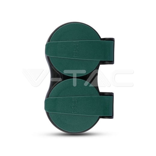 2 Ways Adapter 16A IP44 Black+Green - 2