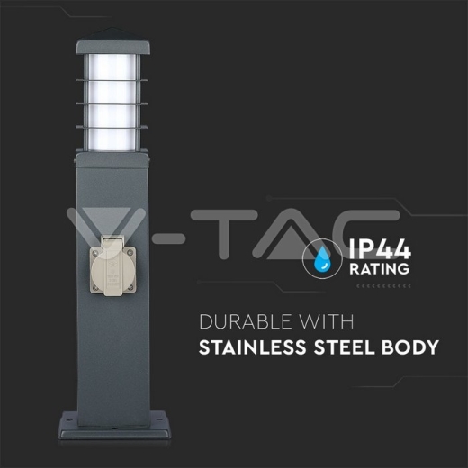 Enchufe jardín 2 tomas corriente y lámpara E27 IP44 - 7