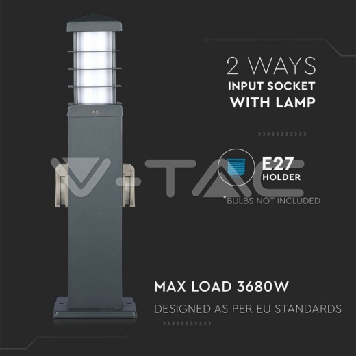 Enchufe jardín 2 tomas corriente y lámpara E27 IP44 - 8