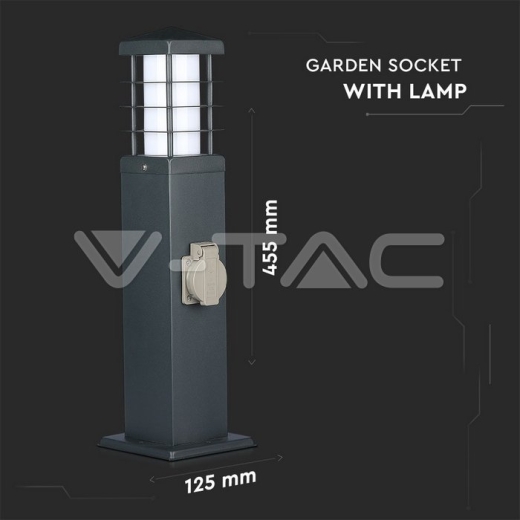 Enchufe jardín 2 tomas corriente y lámpara E27 IP44 - 9