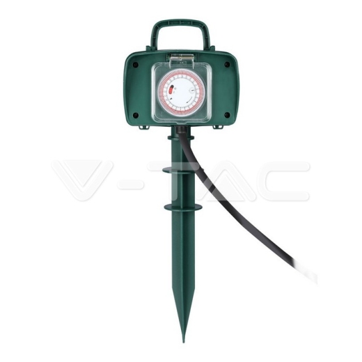 2 Ways Garden Spike Socket Mechanical Timer 3G 1.5mm x 3m IP44 Green - 2